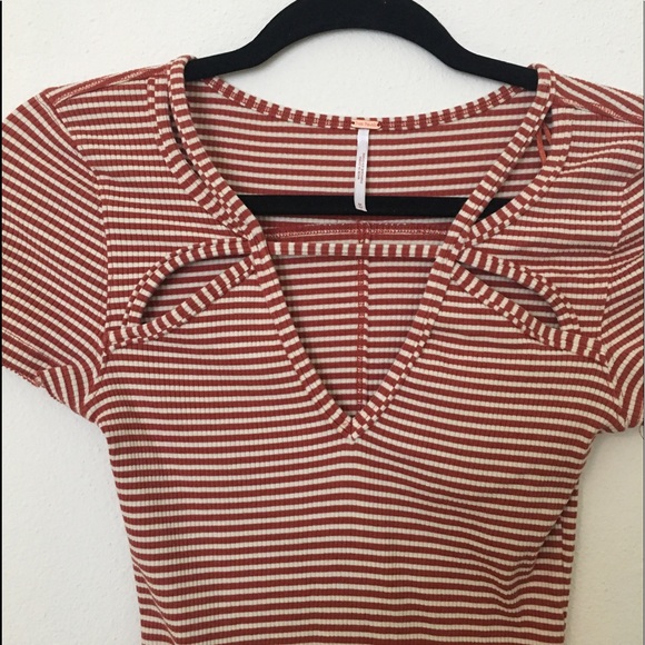 Free People burnt orange striped shirt - Picture 5 of 7